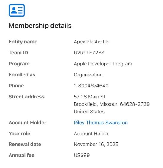 apple developer account cost